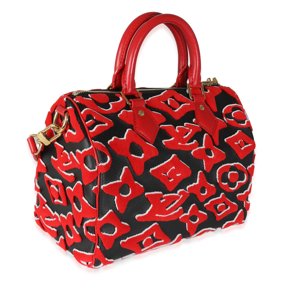 Louis Vuitton x UF Black Red Tufted Monogram Speedy Bandouliere 25 - Picture 3 of 8